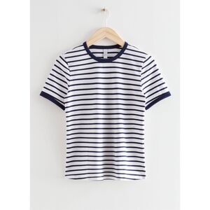 & Other Stories Women’s Striped Cotton Tee Navy White XS NWT